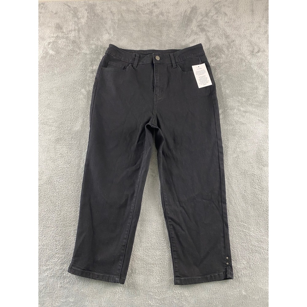 Blair Womens Black Straight Leg Crop Jeans High Rise Stretch Size 10 BLB22028